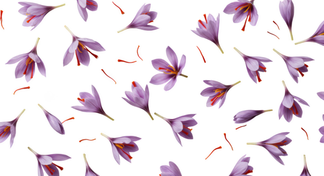 Beautiful Saffron Crocus Flower Composition With Copy Space

