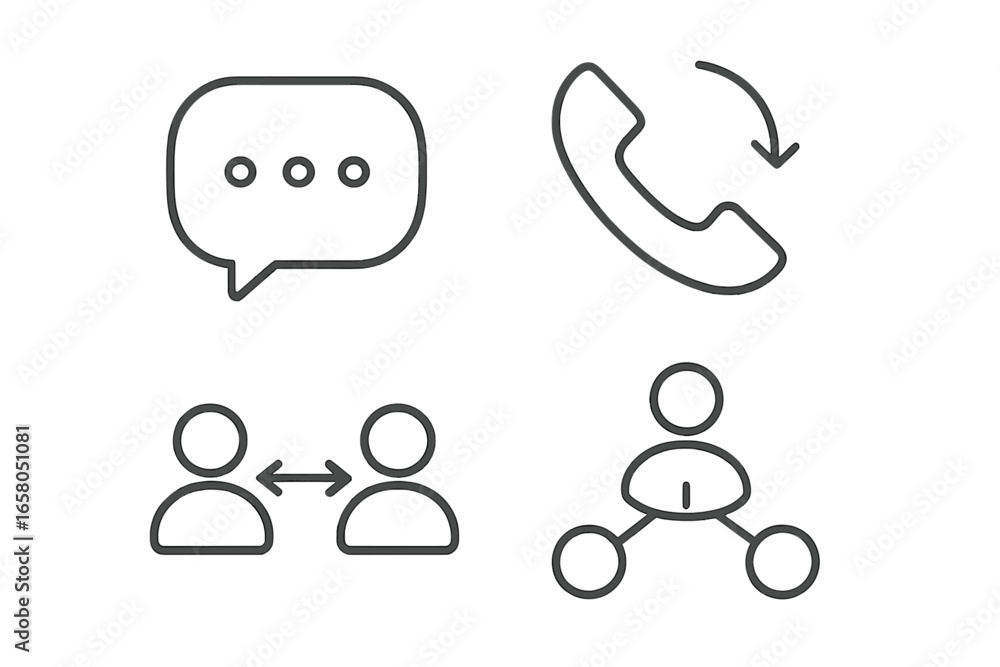Poster communication icons set. thin line vector symbols for web, chat, call back, and social networking. c