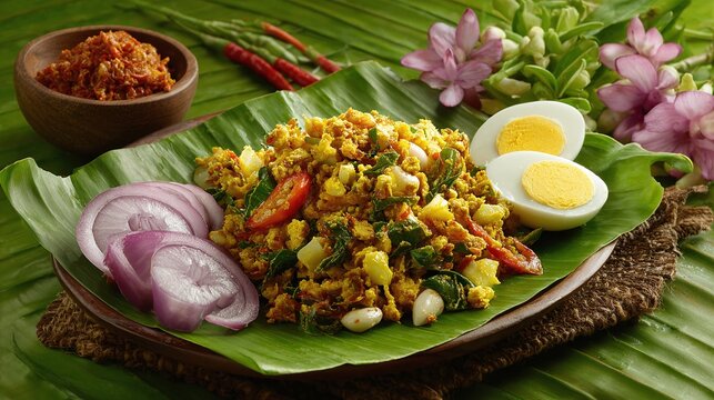 Indonesian scrambled eggs, known as 'orak arik telur', is a flavorful dish with vegetables, spices, and is often served with rice or as a side dish.