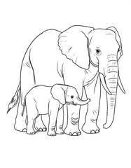 Obraz premium Two elephants, one large and one small, side by side (1)