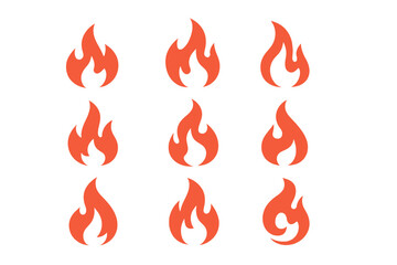 Minimalist flame icons collection, set of unique fire symbol designs, abstract burning shapes, modern flame vector illustration for graphic design, branding, decoration, creative inspiration