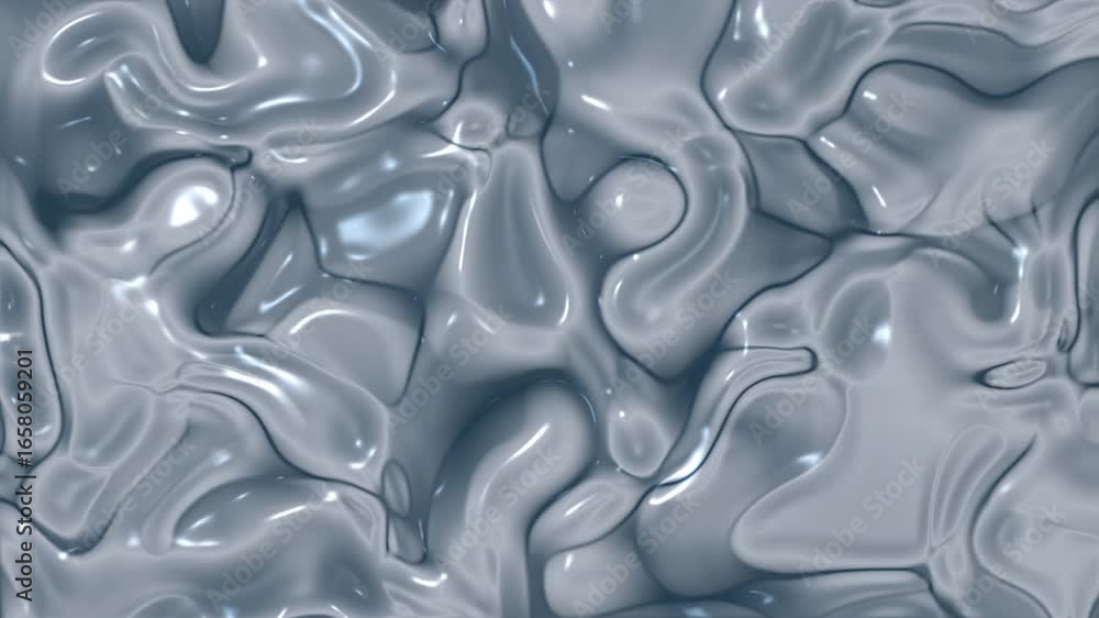 Poster a captivating animated surface with fluid, wavy textures in silver, illuminated by diffused light. t