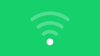 4K motion graphic with green screen of wifi signal search animation. Animated wireless signal searching icon isolated on alpha mate background. wifi animation. - Powered by Adobe