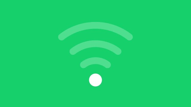 4K motion graphic with green screen of wifi signal search animation. Animated wireless signal searching icon isolated on alpha mate background. wifi animation. - Powered by Adobe
