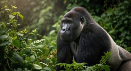 Obraz premium Gorilla in dense jungle