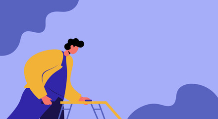 Minimalist illustration of a person engaged in outdoor work, pushing equipment. Perfect for concepts of home maintenance, gardening, and productivity.