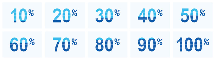 Striped Gradient Percentage Numbers for Infographics and Reports