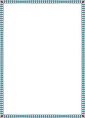 Geometric border created with alternating teal and blue shapes on a transparent backdrop