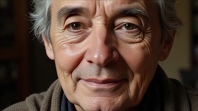 A naturally aged person's photorealistic portrait captures subtle shifts in expression, reflecting a lifetime of experience and wisdom, perfect for conveying authenticity.