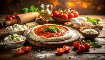 Crafting Homemade Pizza Fresh Ingredients and Culinary Preparation