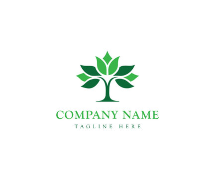 Green Tree of Life Logo with Leafy Canopy 