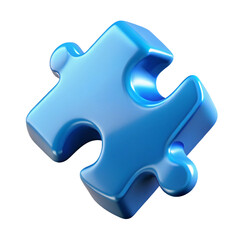 Obraz premium Blue 3D puzzle piece on white background jigsaw isolated on a transparent background