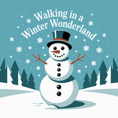 Snow happy together cute snowman closeup with rosy cheeks decorative lettering Christmas vector illustration for greeting cards posters stickers printable