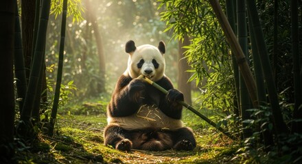 Obraz premium Panda in bamboo forest