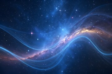 Obraz premium Cosmic Nebula With Swirling Blue Energy And Stars space galaxy