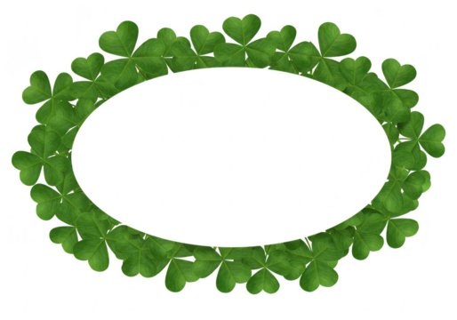 Oval frame made of green shamrock leaves, isolated on transparent background, symbolizing luck and irish culture for st patricks day celebrations - Powered by Adobe