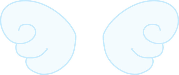 Light Blue Cartoon Angel Wings Vector Illustration, Soft Pastel Decorative Wings for Fantasy, Characters, and Design Elements