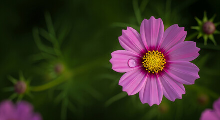 Obraz premium Close-up of pink cosmos after the rain