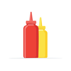 Condiment Bottles of Ketchup and Mustard - AI Generated