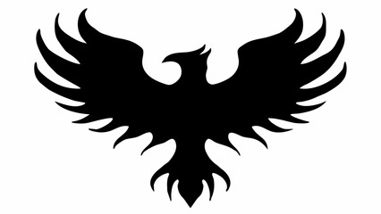 Obraz premium Silhouette illustration of a phoenix with outstretched wings against a white background image view