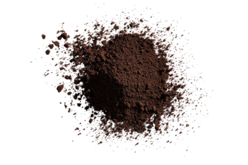Dark brown powder explosion on black background