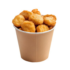 Delicious Chicken Nuggets in Paper Cup on White Background