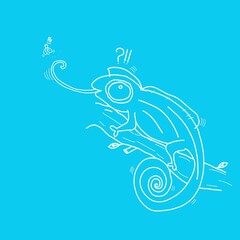 Iguana with blue background 3213