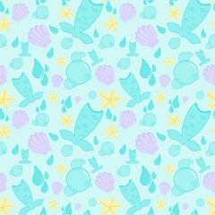 seamless pattern with mermaid 9292