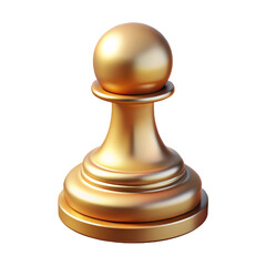 Golden Chess Pawn Isolated on White Background shiny isolated on a transparent background
