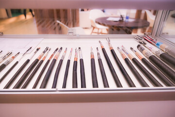Samples of various electrical cables and wires. Insulated copper and fiber optic cables on display....