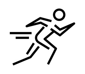 Dynamic icon of a runner in motion, symbolizing speed and athleticism.