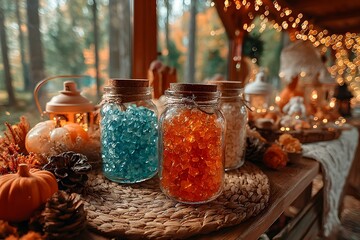 Autumn Jewels Jars of Vibrant Decorative Sweets