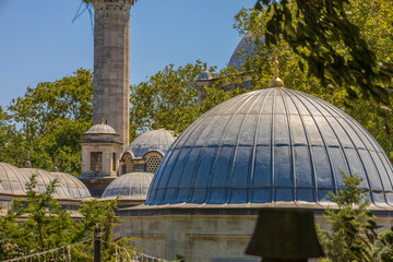 Ottoman Tomb Dome and Minaret in Eyup Sultan Mosque Complex Istanbul