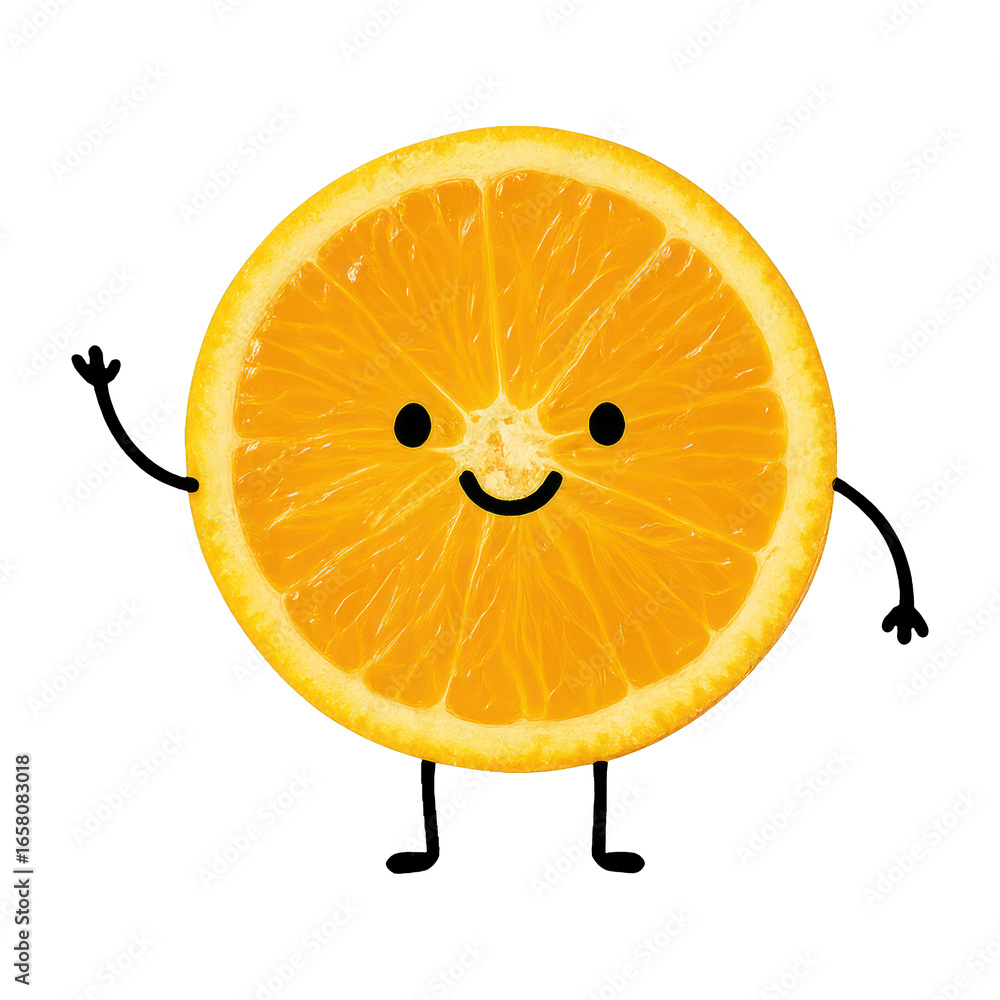 Poster png cheerful orange slice character