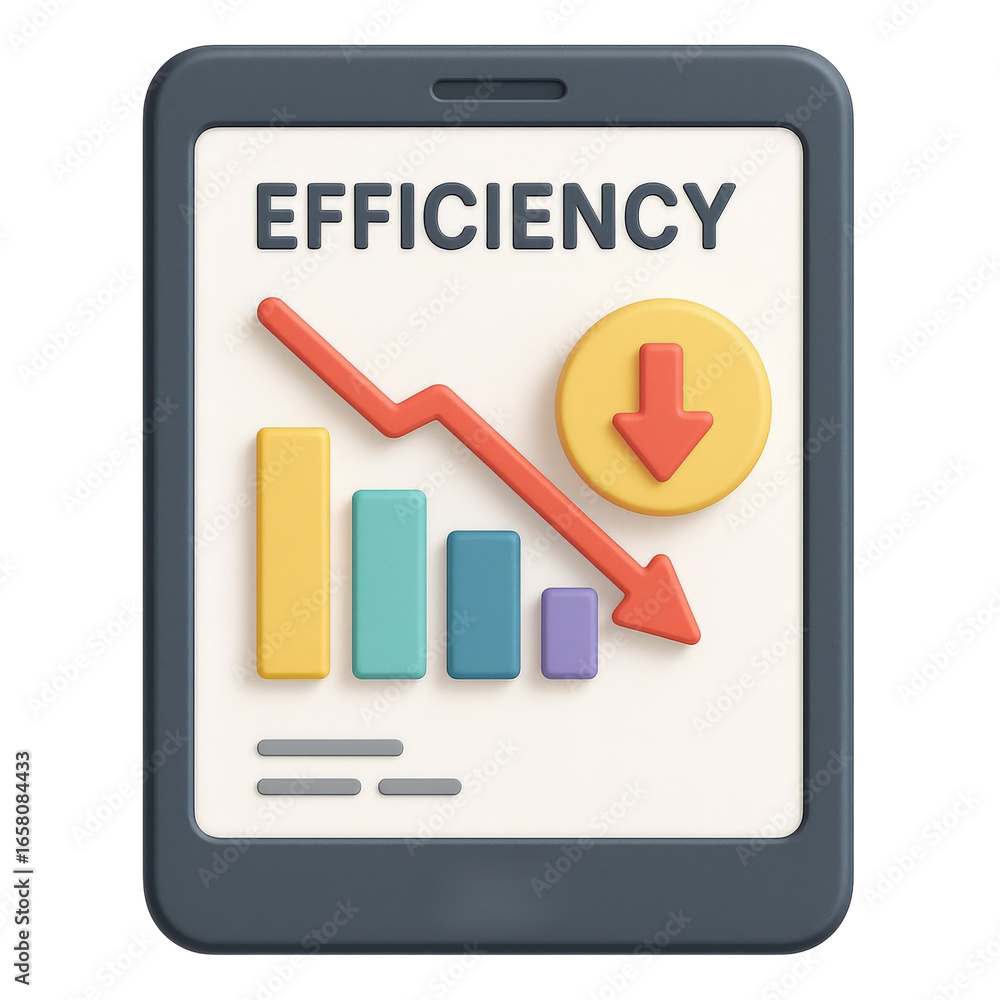 Poster efficiency recession concept. graph illustrating efficiency with downward trend.