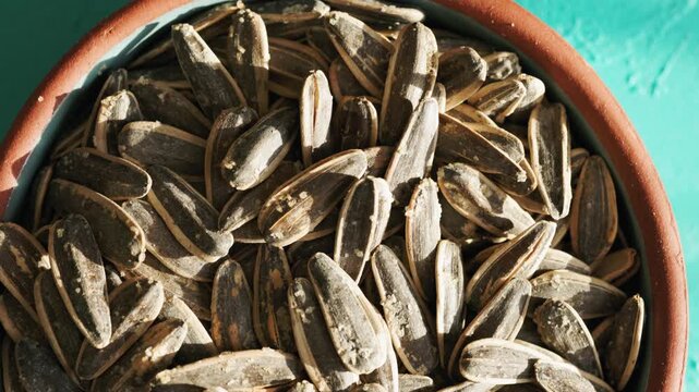 sunflower seeds in a bowl close up	