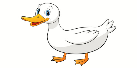 Vector illustration of white duck on isolated background.