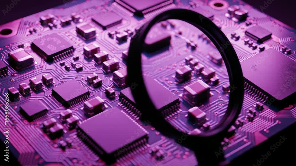 Poster close-up view of intricate electronic circuit board components