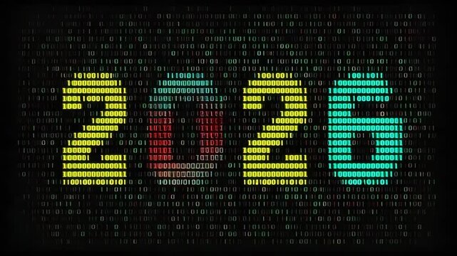 2026 colorful number on digital binary code background illustrated animation
