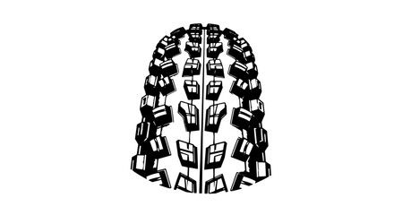 Bold mountain bike tire tread design for rugged terrains, offering superior grip and control, scalable vector graphic