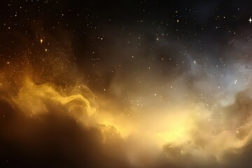 Naklejka premium Golden Nebula In Space