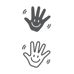 Hand wave waving hi or hello, vector, icon.
