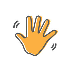 Hand wave waving hi or hello, vector, icon.