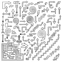 large collection of different arrows, in black colors, vector icons. 2