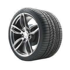 Fototapeta premium Professional 3D Render of Car Tire with Metallic Rim in Side View