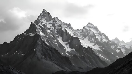 Fototapeta premium Jagged peaks snow capped mountains dramatic contrast