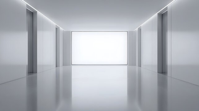 Fototapeta the image shows a modern, minimalist interior space with a sleek and bright appearance