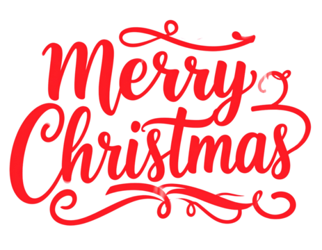 Classic Merry Christmas Typography with Holly Leaves and Berries, Transparent PNG - Powered by Adobe