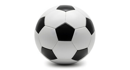 Fototapeta premium Classic Black and White Soccer Ball Isolated on Pristine White Background with Subtle Shadow