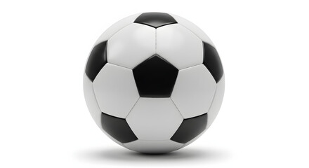 Naklejka premium Classic Black and White Soccer Ball Isolated on Pure White Background with Subtle Shadow, Perfect for Sports and Game Related Themes